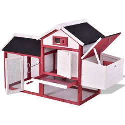 60" Rabbit Bunny Hutch House with Black Roof