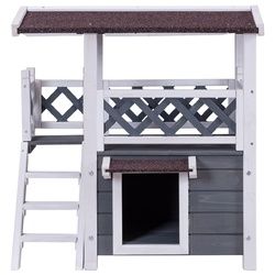 2-Story Outdoor Weatherproof Wooden Cat House