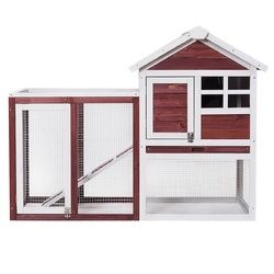 48" x 24" x 36" Wooden Rabbit Hutch Poultry Cage