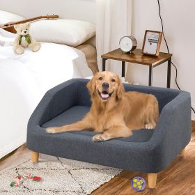 32" GRAY Pet Sofa; Dog Sofa; Cat sofa; Cat Bed; Pet Bed; Dog Bed; Cat Bed; rectangle sofa with movable cushion; with wood style foot