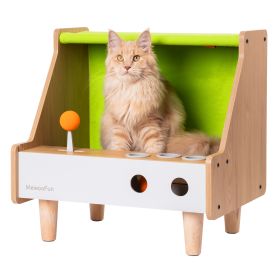 Cat House Cat Bed for Indoor Cats Wooden Cat House with Toy Scratcher