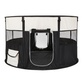 40" Circular Portable Foldable 600D Oxford Cloth & Mesh Pet Playpen Fence with Eight Panels YF