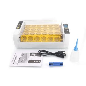 Egg Incubator 24 Egg Full Automatic Poultry Incubator with Egg Candler & Injector Single Supply US Plug Yellow & Transpar YF