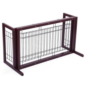 Wood Freestanding Pet Gate, Wood Dog Gate with Adjustable Width 40"-71", Barrier for Stairs Doorways Hallways, Puppy Safety Fenc