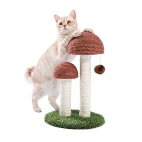 (Do Not Sell on Amazon) Cat Scratching Post Mushroom Claw Scratcher with Natural Sisal Ropes Interactive Dangling Ball for Kittens and Small Cats