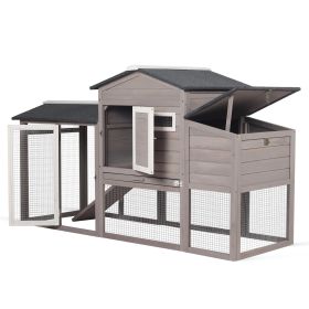 Multi-Level hen house poultry cage with ramps large run nesting box wire fence outdoor wooden chicken coop