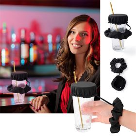 1pc Drink Cover Scrunchie For Alcohol Protection; Wine Glass Cover With Straw Hole; Reusable Cup Cover For Drinks Spiking Prevention In Night Out; Bar