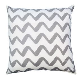 20 x 20 Modern Square Cotton Accent Throw Pillow; Simple Chevron Pattern; Gray; White