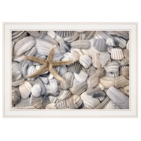 Trendy Decor 4U "Starfish & Seashells" Framed Wall Art; Modern Home Decor Framed Print for Living Room; Bedroom & Farmhouse Wall Decoration by Lori De