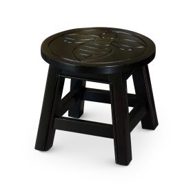 Carved Wooden Step Stool; Queen Bee; Espresso