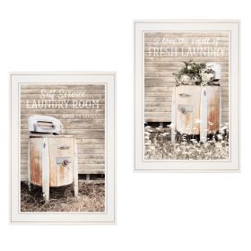 Trendy Decor 4U "Laundry Room" Framed Wall Art; Modern Home Decor 2 Piece Vignette for Living Room; Bedroom & Farmhouse Wall Decoration by Lori Deiter