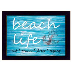 "Beach Life" By Cindy Jacobs; Printed Wall Art; Ready To Hang Framed Poster; Black Frame