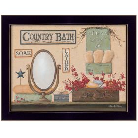 "Country Bath" By Pam Britton; Printed Wall Art; Ready To Hang Framed Poster; Black Frame