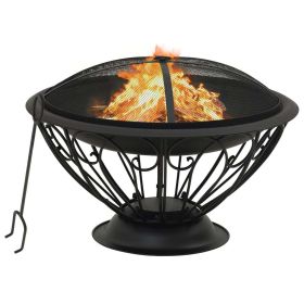 vidaXL Fire Pit with Poker 29.5" XXL Steel