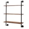 Industrial Wall Mounted Iron Floating Pipe Shelves Racks Storage Bookcases - 3 layers XH