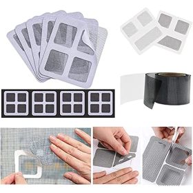 Door Window Screen Repair_Tape 5PCS; 5PCS Waterproof Fiberglass Mesh Covered Repair_Roll Kit; Strong Adhesive Window Vinyl Screen Patch Suitable for C (Color: 5pcs)