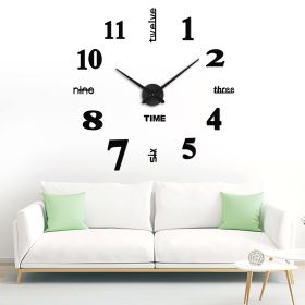 3 in 1 3D Frameless DIY Wall Clock Home Living Room Creative Wall Clock Acrylic Diy European Wall Stickers Decorative Wall Clock Watch Living Room Bed (Color: Black, size: M)