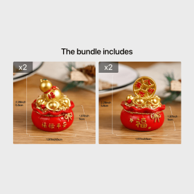 1pc; Pot Of Golden Car Ornament (2.28"âˆšÃ³1.97"âˆšÃ³1.97"); Home Decoration; Holiday Birthday Gifts (style: A*2+B*2)