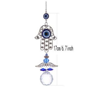 1pc Crystal Sun Catchers; Blue Butterfly Evil Eye Suncatcher Indoor Window With Prism Ball; Sunlight Rainbow Maker Good Luck Hanging Crystals Ornament (style: Palm)