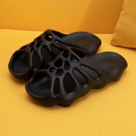 Cut-out Platform Slippers Women Men Fashion Beach Slides Soft EVA Lovers Indoor Batrhoom Slipper Ladies Home Floor Shoes SH478 (Color: Black, size: 7.5(CN37-38))