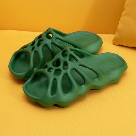 Cut-out Platform Slippers Women Men Fashion Beach Slides Soft EVA Lovers Indoor Batrhoom Slipper Ladies Home Floor Shoes SH478 (Color: Green, size: 11(CN44-45))