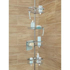 Rust-Resistant Tension Pole Shower Caddy; 3 Shelves; Oil Rubbed Bronze Finish (Actual Color: Nickel)