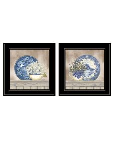 "The Farmhouse Blues Collection" 2-Piece Vignette By Linda Spivey; Ready to Hang Framed Print; Black Frame (Color: as Pic)