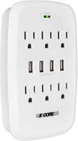 6 Outlet Wall Plug Extender with 4 USB Ports (4.8A Total); Multi Plug Outlet Adapter Wall Surge Protector 15A Electrical Outlet Expander with USB Port (style: 4 USB 6 Outlet 1 Piece)