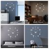 3 in 1 3D Frameless DIY Wall Clock Home Living Room Creative Wall Clock Acrylic Diy European Wall Stickers Decorative Wall Clock Watch Living Room Bed